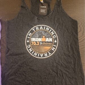 Half Iron Man Charcoal Racerback Tank Top